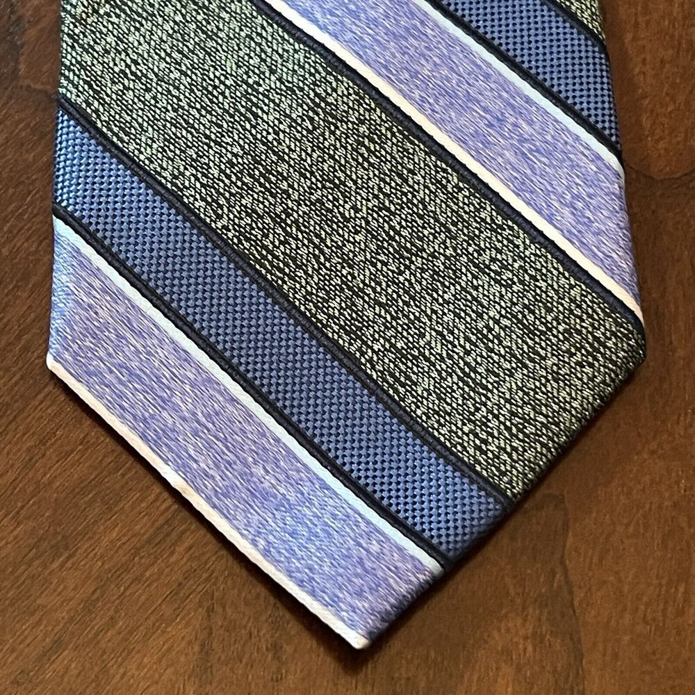 Perry Ellis Portfolio Blue Green 100% Polyester Men’s Neck Tie Made In China